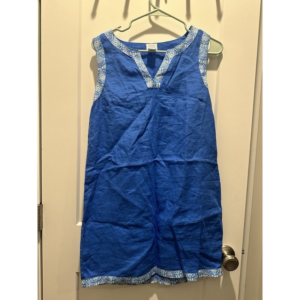 Women’s Sigrid Olsen Linen Sleeveless Tunic Dress Blue size Small NWOT Box A